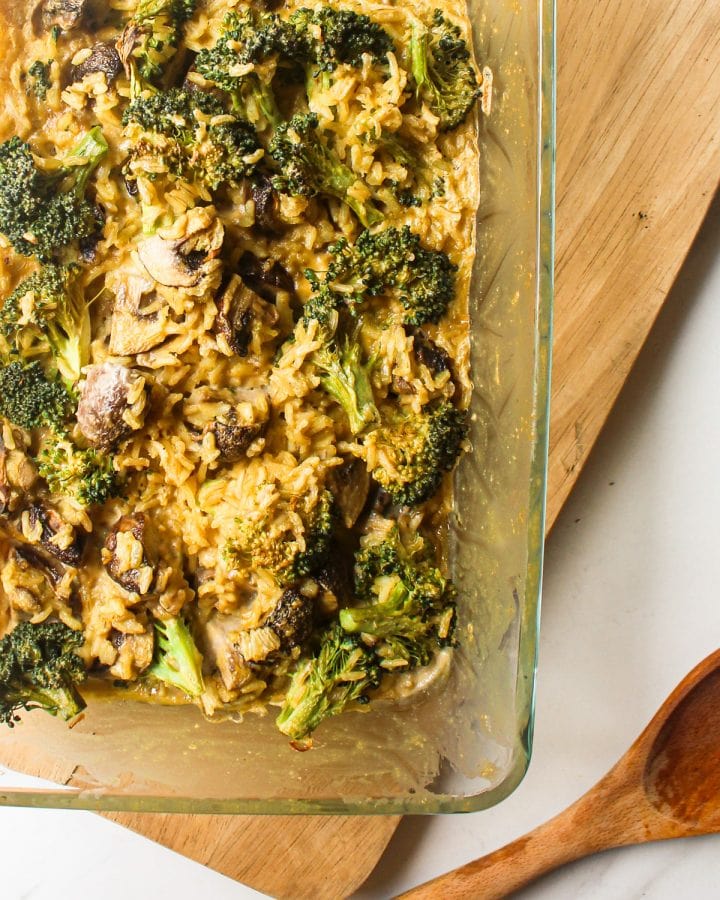 Healthy Vegan Broccoli Mushroom Rice Casserole My Plantiful Cooking