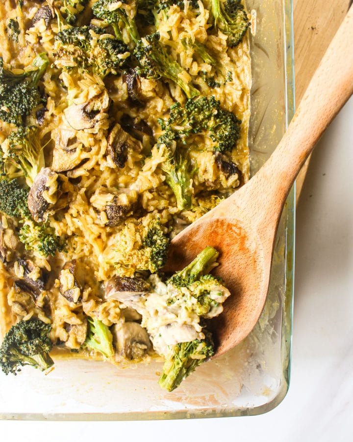 Healthy Vegan Broccoli Mushroom Rice Casserole My Plantiful Cooking