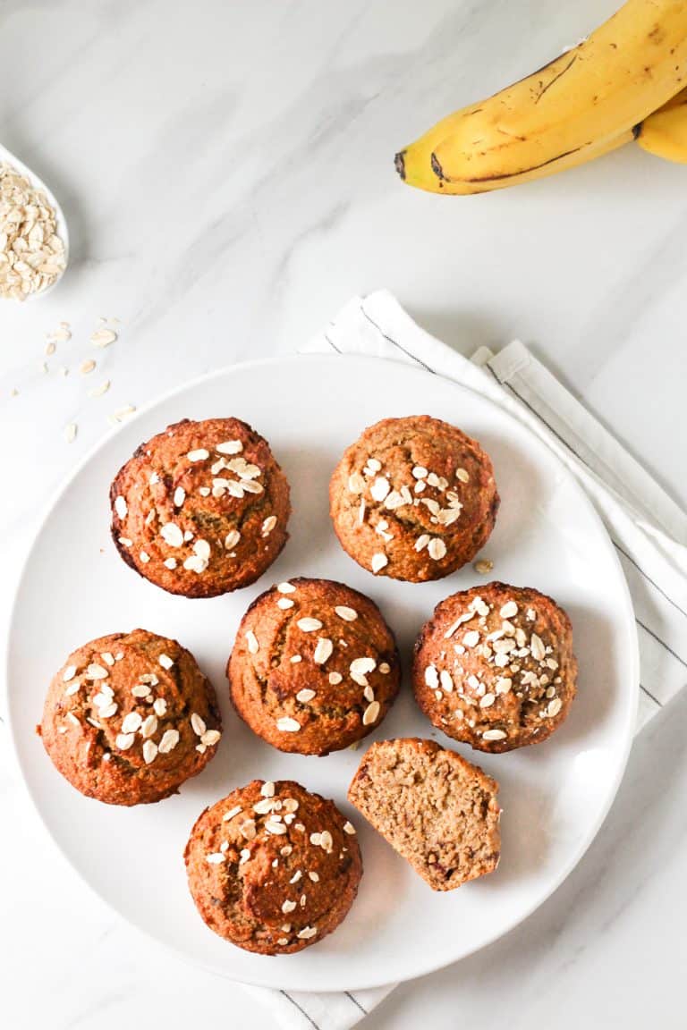 Vegan Banana Date Oatmeal Muffins My Plantiful Cooking