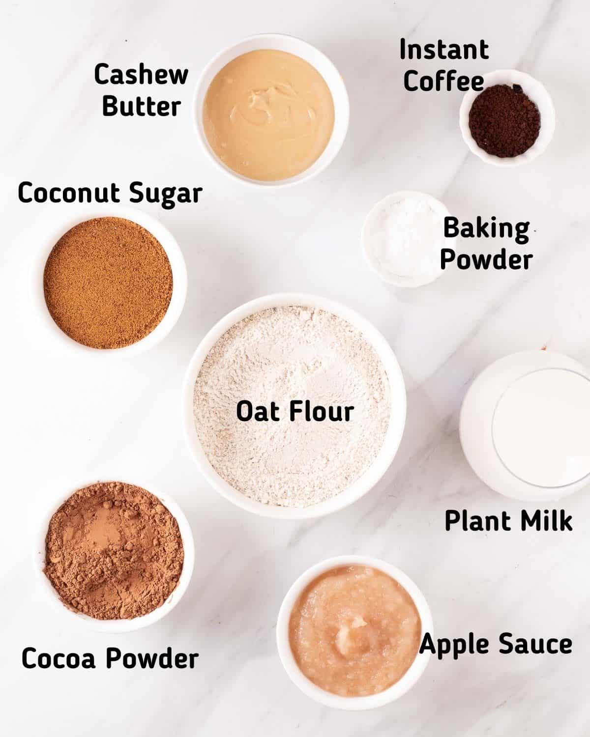 Ingredients needed to make brownies.