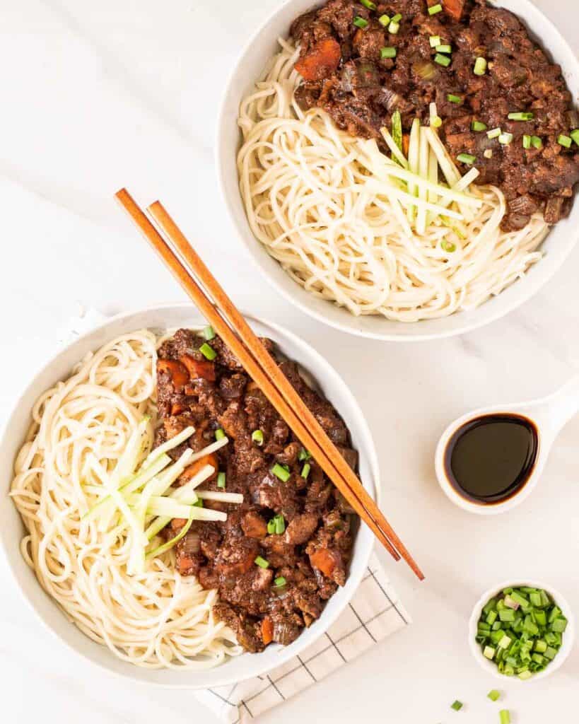 Saucy Vegan Jajangmyeon ( Black Bean Noodles ) My Plantiful Cooking