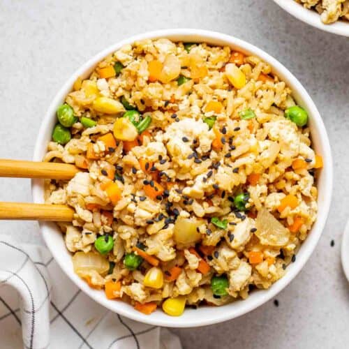 Vegan Chinese Tofu 'Egg' Protein Fried Rice My Plantiful Cooking