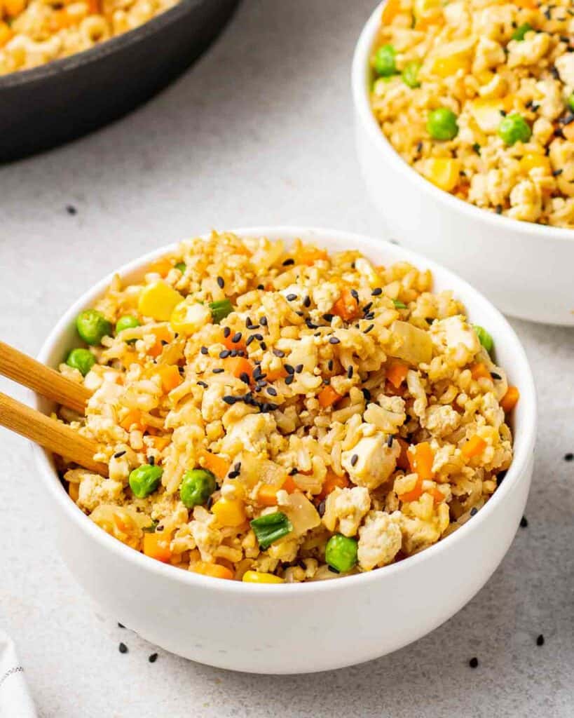 Chinese Vegan Egg Fried Rice (with tofu) – My Plantiful Cooking