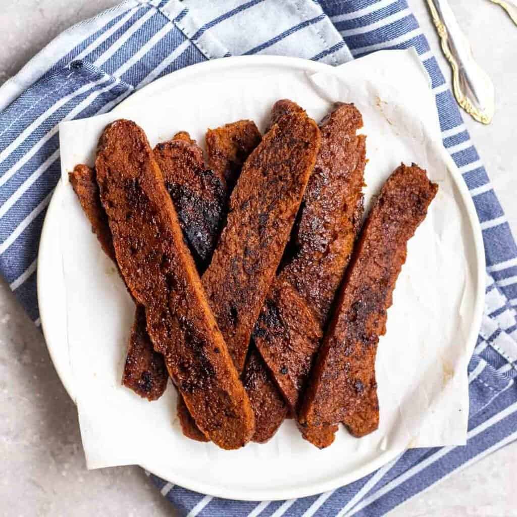 Smoky Vegan Seitan Bacon My Plantiful Cooking