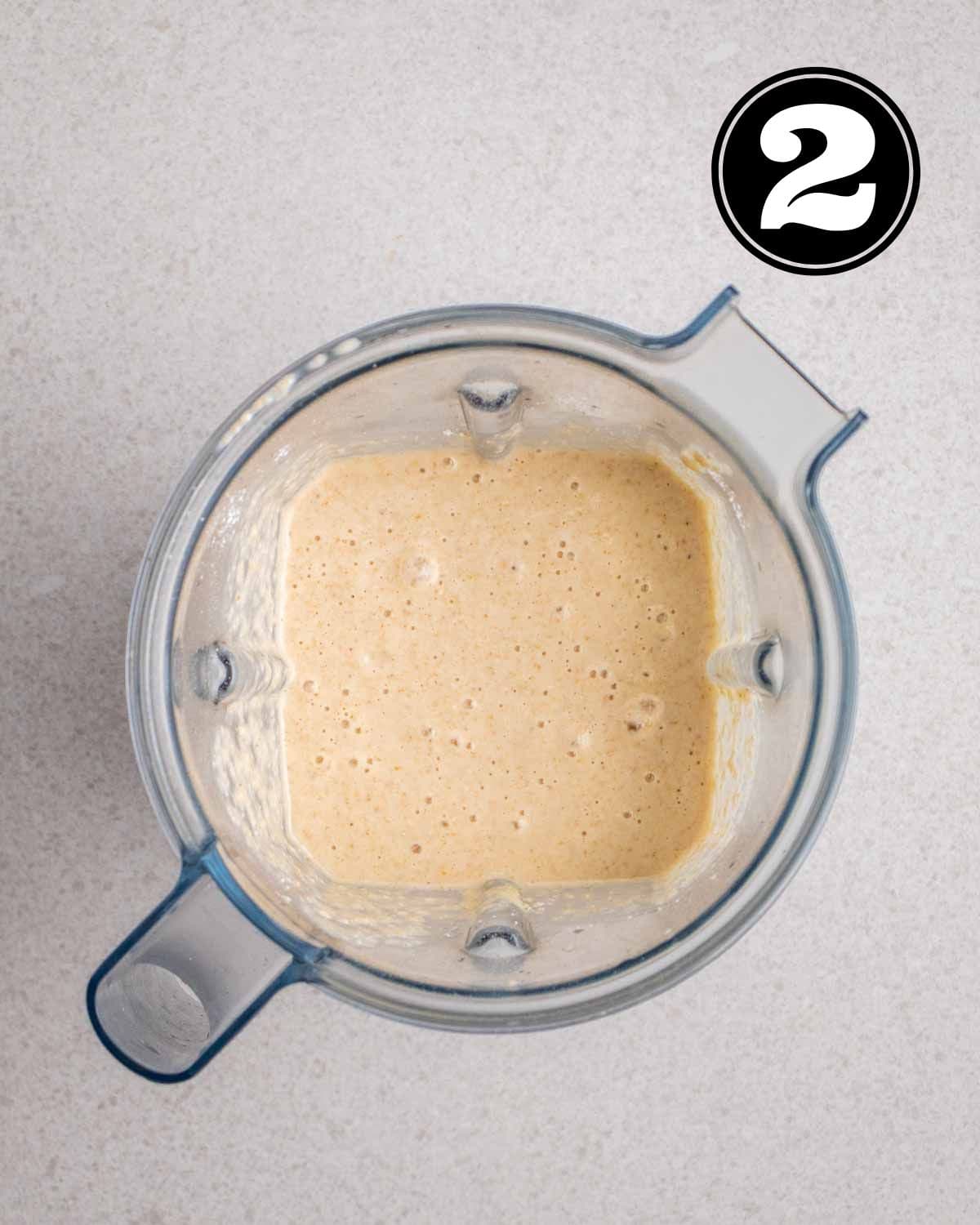 Pancake batter in a blender.