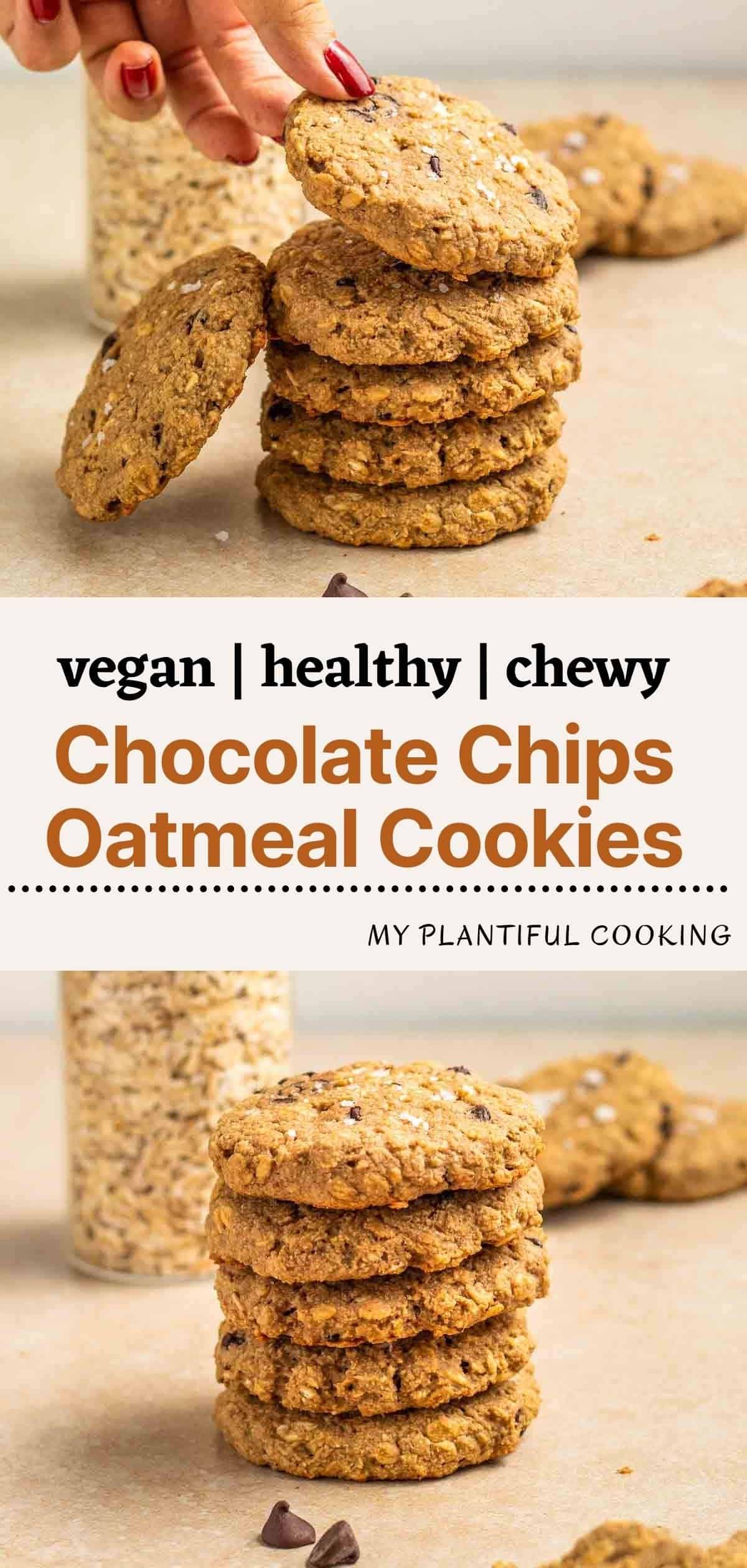 Chewy Vegan Applesauce Chocolate Chips Oatmeal Cookies My Plantiful
