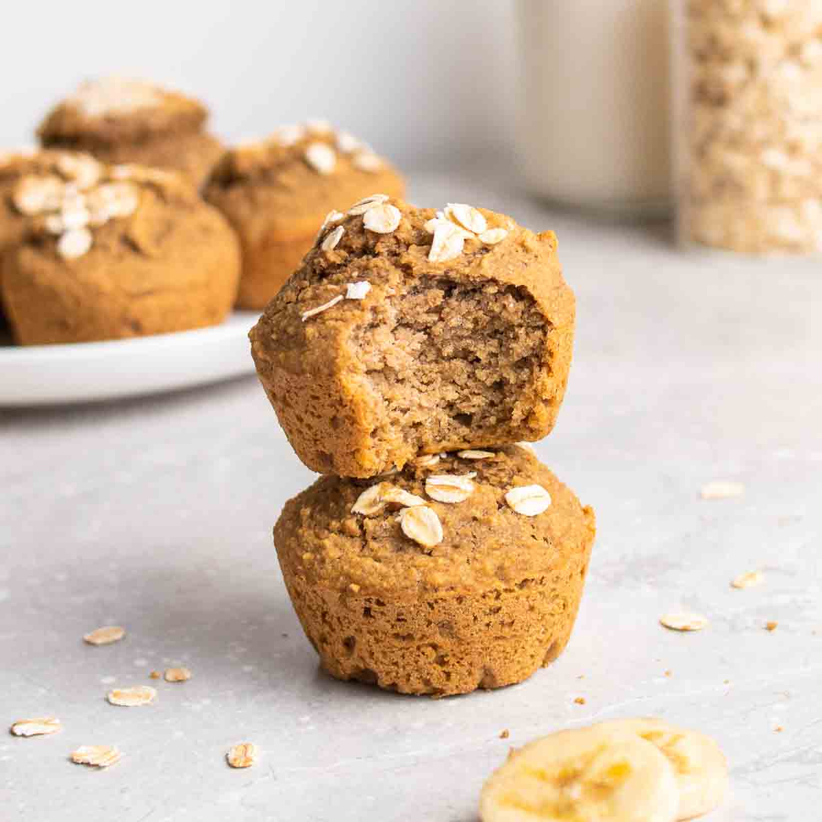 Banana Applesauce Oatmeal Muffins-image