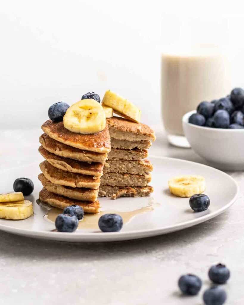 Fluffy Oatmeal Protein Pancakes My Plantiful Cooking