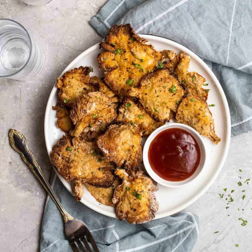 Crispy Air Fryer Oyster Mushrooms My Plantiful Cooking