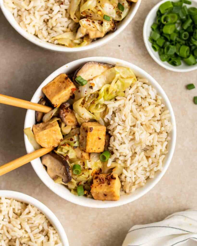 Quick Tofu Cabbage Stirfry My Plantiful Cooking