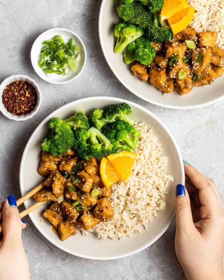 Crispy Vegan Orange Chicken orange Tofu My Plantiful Cooking vegan-orange-chicken-tofu-the-cheeky-chickpea