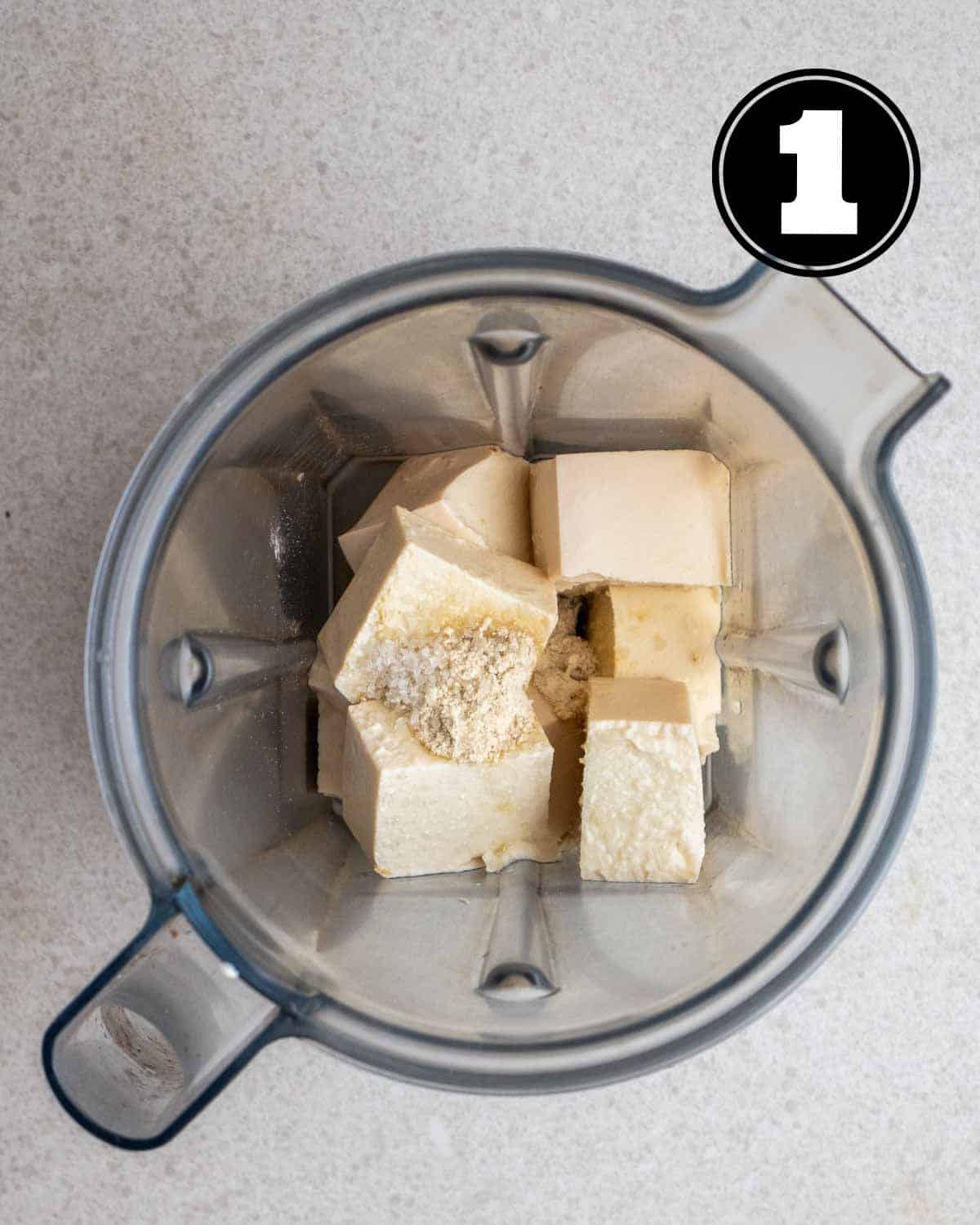 Ingredients for tofu sour cream in a blender.