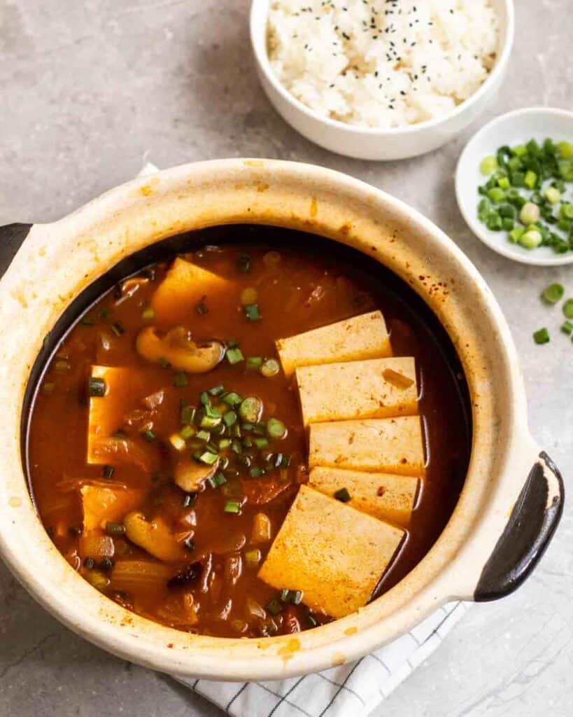 Vegan Kimchi Jjigae (kimchi stew) My Plantiful Cooking