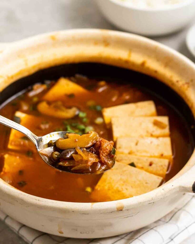Vegan Kimchi Jjigae (kimchi stew) My Plantiful Cooking