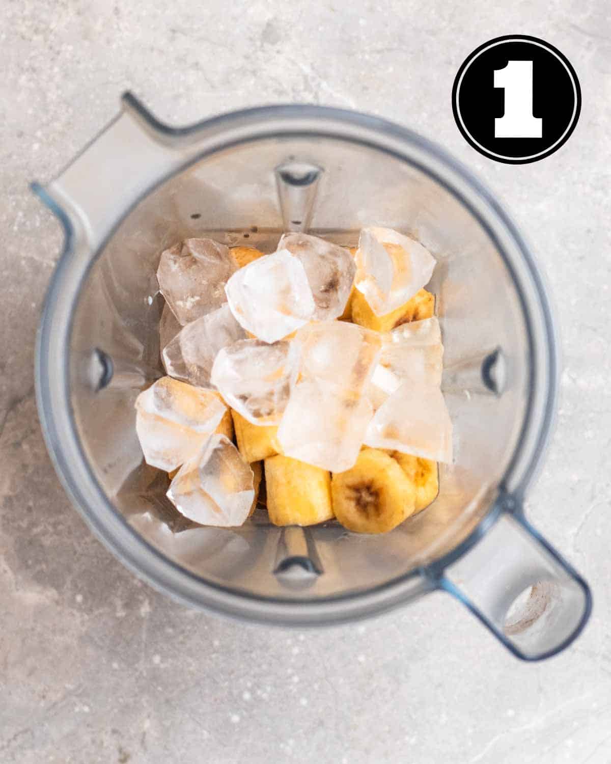 Ingredients for tofu smoothie in a blender.