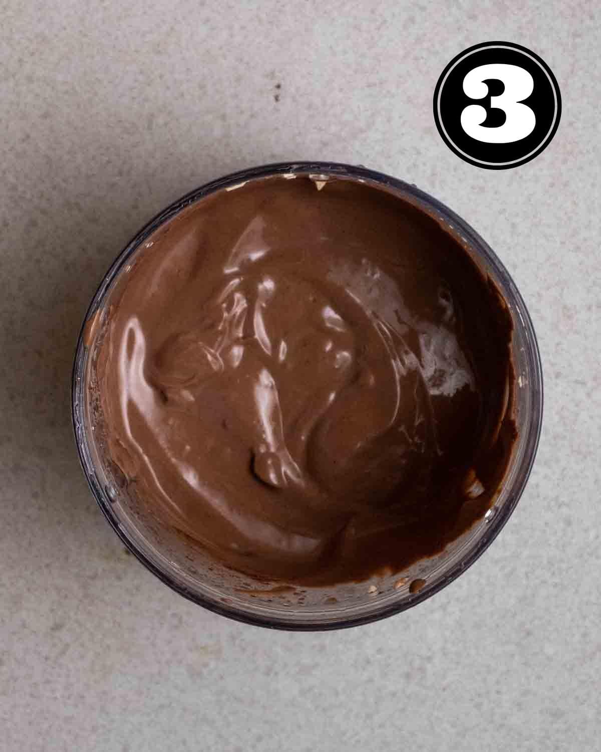 Tofu pudding mixture in a food processor.