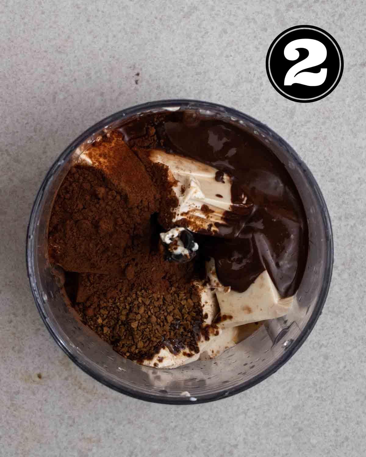Ingredients needed for tofu pudding in a food processor.