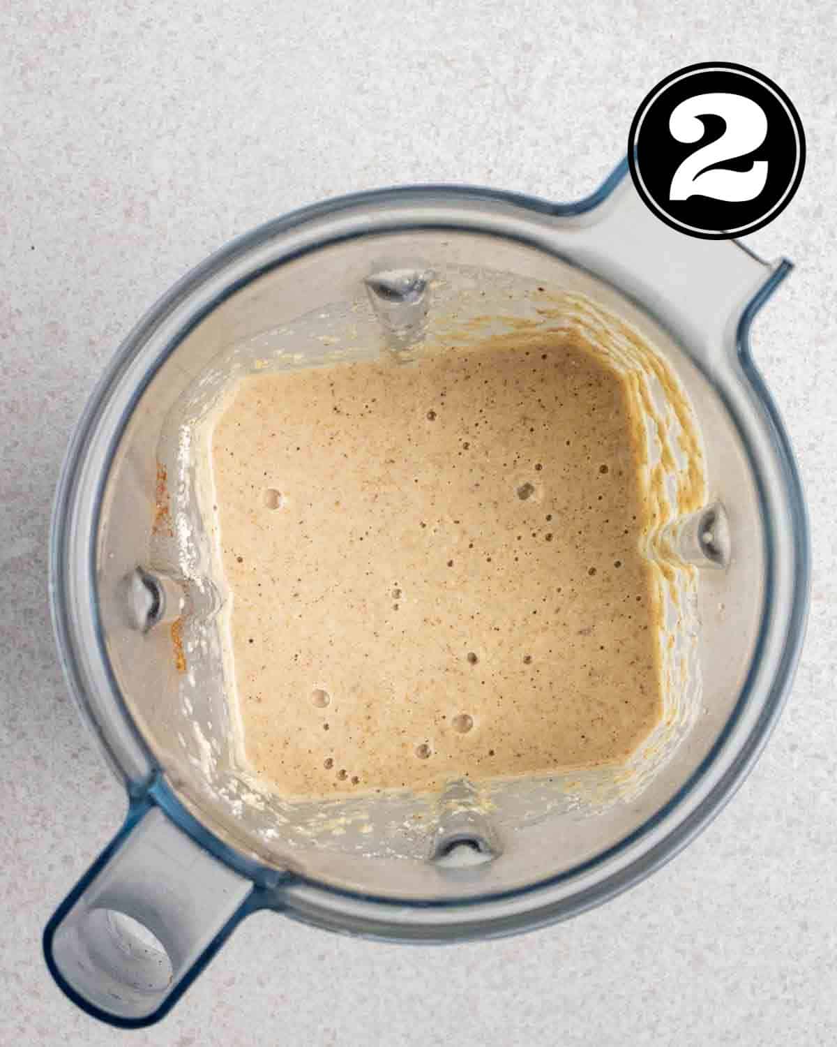 Pancake batter in a blender.