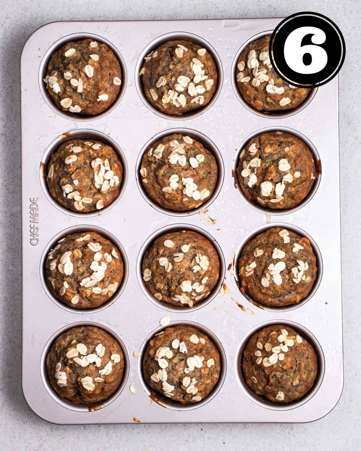 Baked muffins in a muffin tray.